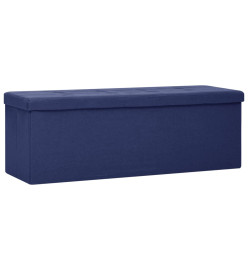 Banc de rangement pliable Bleu Faux lin