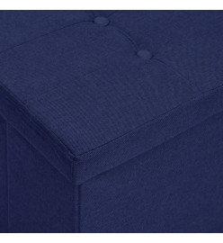 Banc de rangement pliable Bleu Faux lin