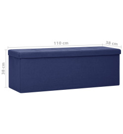 Banc de rangement pliable Bleu Faux lin