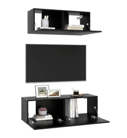 Ensemble de meuble TV 2 pcs Noir Aggloméré