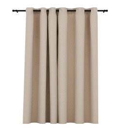 Rideau occultant Aspect de lin avec œillets Beige 290x245 cm