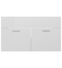 Armoire d'évier Blanc brillant 80x38,5x46 cm Aggloméré