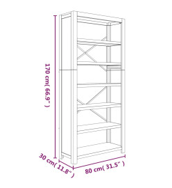 Bibliothèque 6 niveaux 80x30x170 cm Bois solide d'acacia