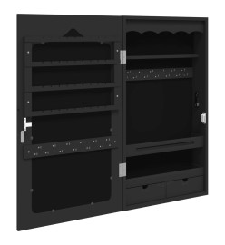 Armoire à bijoux avec miroir murale noir 37,5x10x67 cm