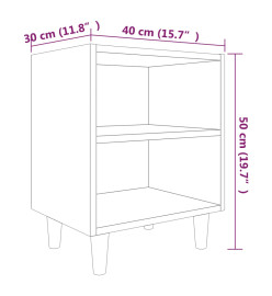 Tables de chevet et pieds en bois 2 pcs Chêne fumé 40x30x50 cm