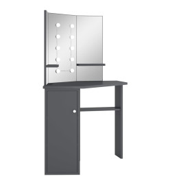 Coiffeuse d'angle avec LED Gris 111x54x141,5 cm