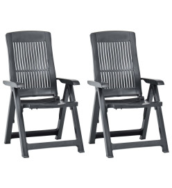 Chaises inclinables de jardin 2 pcs Plastique Anthracite