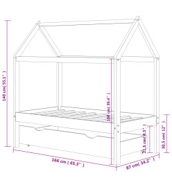 Cadre de lit d'enfant avec un tiroir Pin massif 80x160 cm