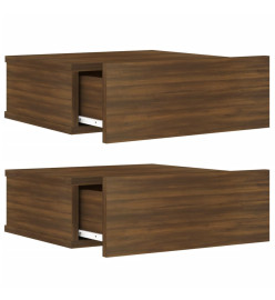 Tables de chevet flottantes 2 pcs Chêne marron 40x30x15 cm