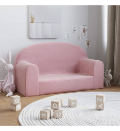 Canapé pour enfants à 2 places Rose Peluche douce