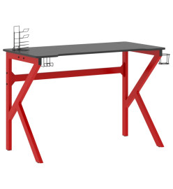 Bureau de jeu et pieds en forme de K Noir et rouge 110x60x75 cm