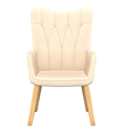 Chaise de relaxation avec tabouret Crème Tissu