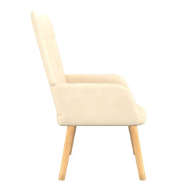 Chaise de relaxation avec tabouret Crème Tissu