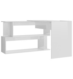 Bureau d'angle Blanc brillant 200x50x76 cm Aggloméré