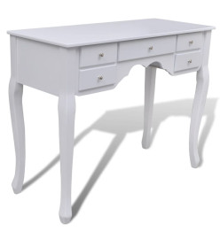 Coiffeuse avec miroir et tabouret 7 tiroirs Blanc