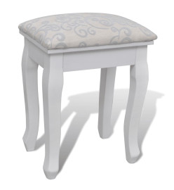 Coiffeuse avec miroir et tabouret 7 tiroirs Blanc