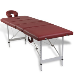 Table pliable de massage Rouge 4 zones avec cadre en aluminium