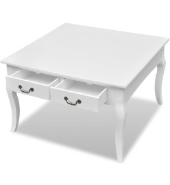 Table basse avec 4 tiroirs Blanc