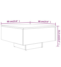 Table basse Sonoma gris 60x60x31,5 cm Bois d'ingénierie