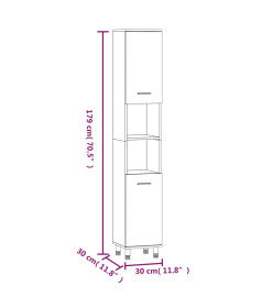 Armoire de bain Chêne fumé 30x30x179 cm Bois d'ingénierie