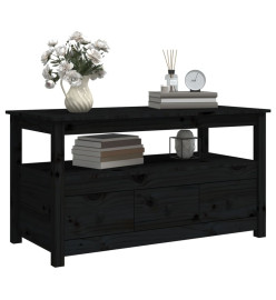 Table basse Noir 102x49x55 cm Bois massif de pin