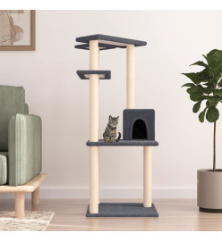 Arbre à chat avec griffoirs en sisal gris foncé 123 cm