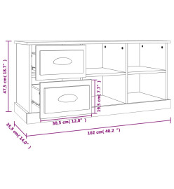 Meuble TV sonoma gris 102x35,5x47,5 cm bois d'ingénierie