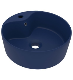 Lavabo de luxe avec trop-plein Bleu foncé mat 36x13cm Céramique