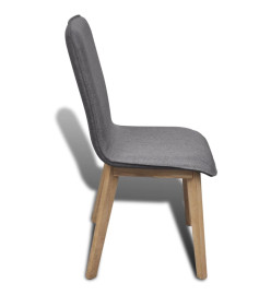 Chaises à manger lot de 6 gris clair tissu et chêne massif