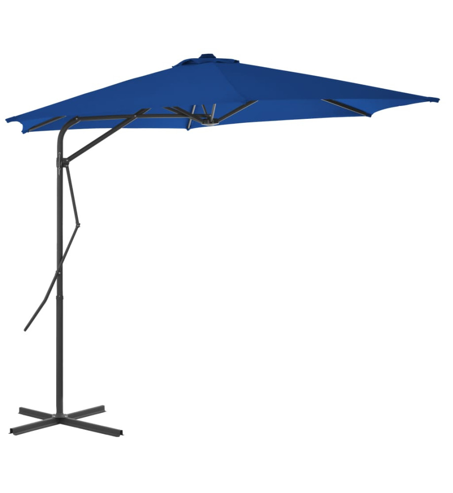 Parasol d'extérieur avec mât en acier Bleu 300x230 cm