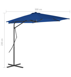 Parasol d'extérieur avec mât en acier Bleu 300x230 cm