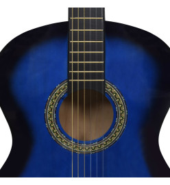 Guitare classique pour débutants Bleu 4/4 39" Tilleul