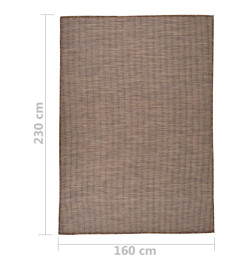 Tapis à tissage plat d'extérieur 160x230 cm Marron