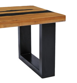 Table basse 100x50x40 cm Bois de teck massif et pierre de lave