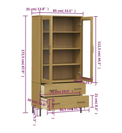 Bibliothèque avec pieds en métal Marron 85x35x172,5cm Bois OSLO