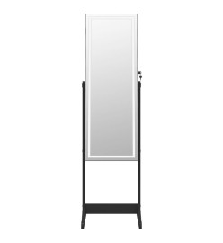 Armoire à bijoux miroir avec lumières LED sur pied noir