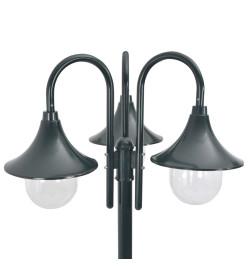 Lampadaire de jardin E27 220cm Aluminium 3 lanternes Vert foncé