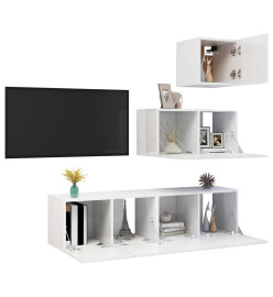 Ensemble de meuble TV 4 pcs Blanc brillant Aggloméré