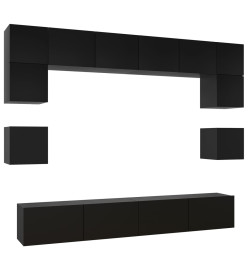 Ensemble de meuble TV 8 pcs Noir Aggloméré