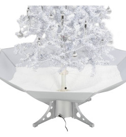 Arbre de Noël neigeux avec base de parapluie Blanc 140 cm