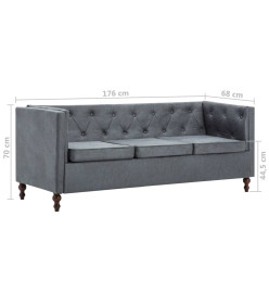 Ensemble de canapés 3 pcs Revêtement en tissu Gris