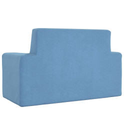 Canapé pour enfants à 2 places Bleu Peluche douce