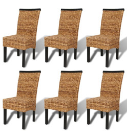 Chaises à manger lot de 6 bois solide de manguier et abaca