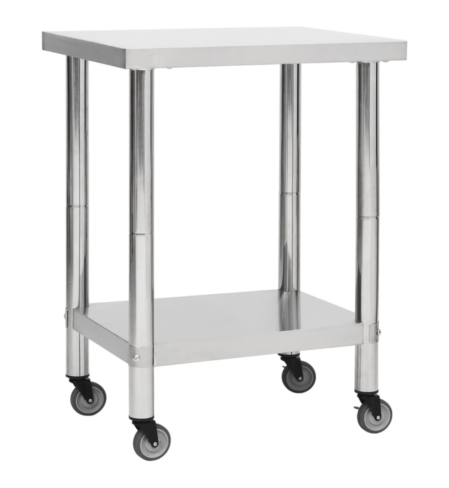 Table de travail de cuisine avec roues 80x30x85 cm Inox