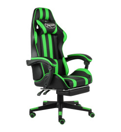 Fauteuil de jeux vidéo avec repose-pied Noir et vert Similicuir