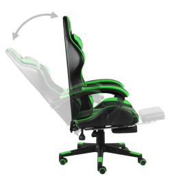 Fauteuil de jeux vidéo avec repose-pied Noir et vert Similicuir