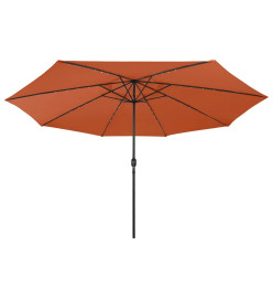 Parasol d'extérieur avec LED et mât en métal 400 cm Terre cuite