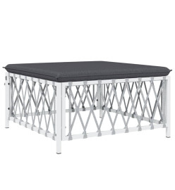 Salon de jardin avec coussins 5 pcs blanc acier