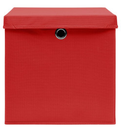 Boîtes de rangement et couvercles 4 pcs Rouge 32x32x32 cm Tissu