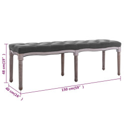 Banc Lin Bois solide 150x40x48 cm Gris foncé